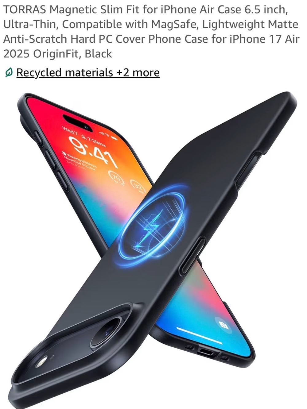 Magnetic Slim Fit Black iPhone Air 6.5 Case - MagSafe Compatible